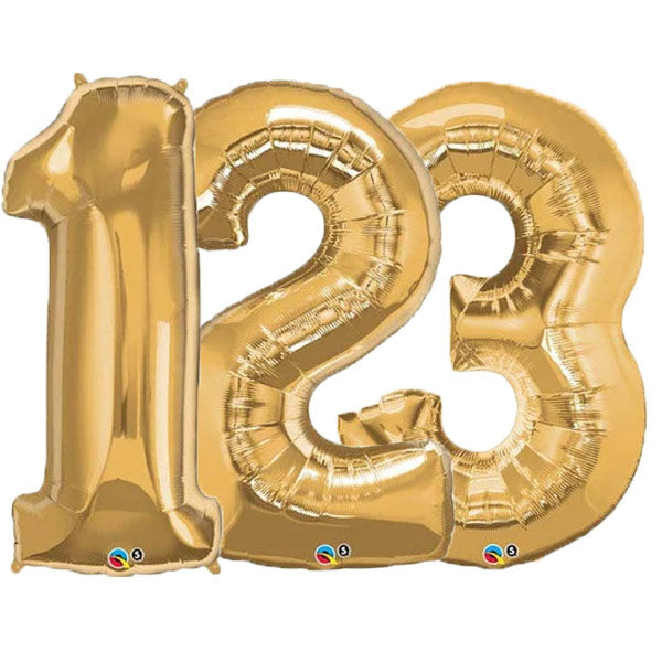 Gold Number Balloons