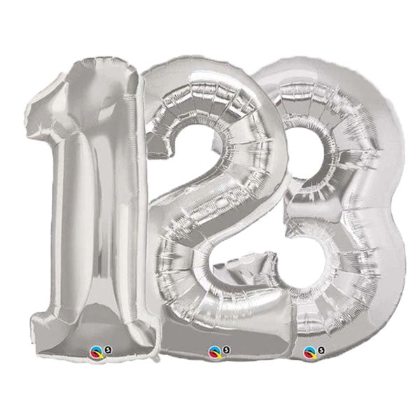 Silver Number Balloons