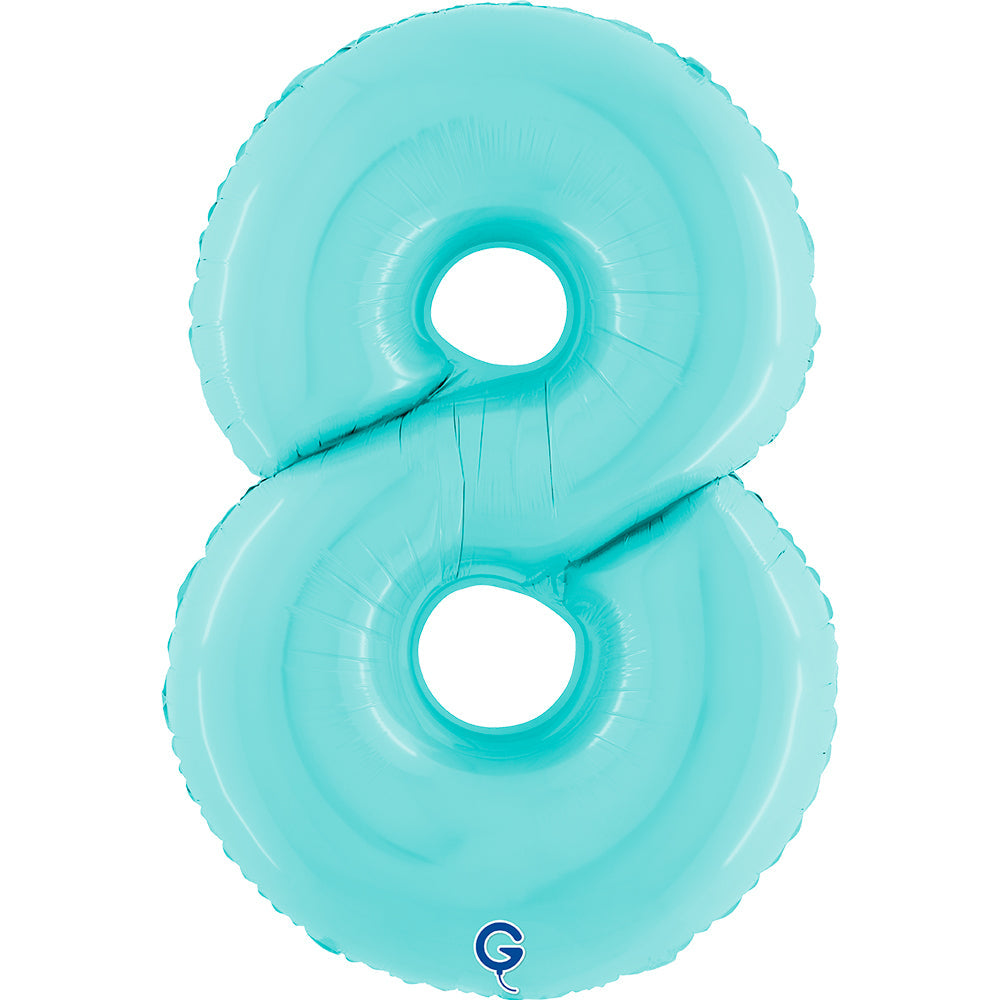 Number 8 Pastel Blue 40inc Helium Filled