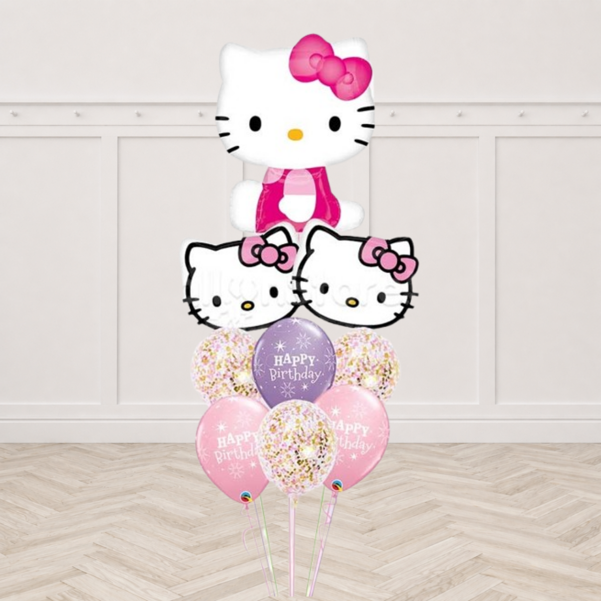 Hello Kitty Confetti Sparkle Birthday Balloon Bouquet
