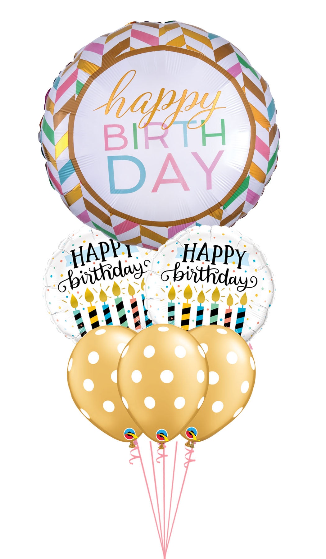 Pastel Celebration Birthday Candles Gold Big Dots Bouquet