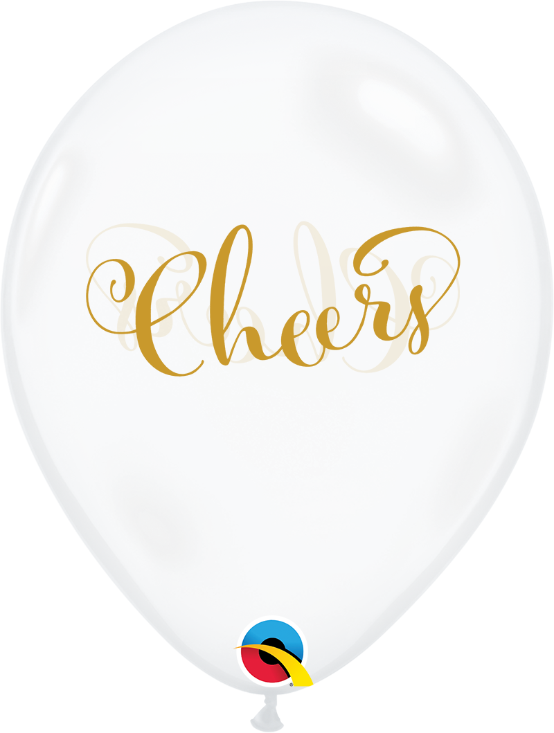 11inches Diamond Clear Simply Cheers - Helium Inflated