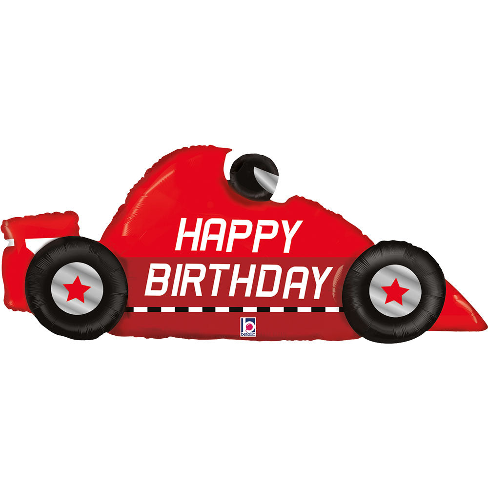 Race Car Birthday Foil Balloon Helium inflation