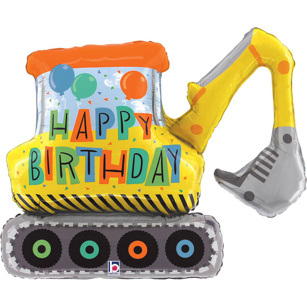 Birthday Construction Excavator With helium