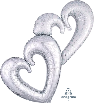 Entwined Hearts Foil Balloon Silver