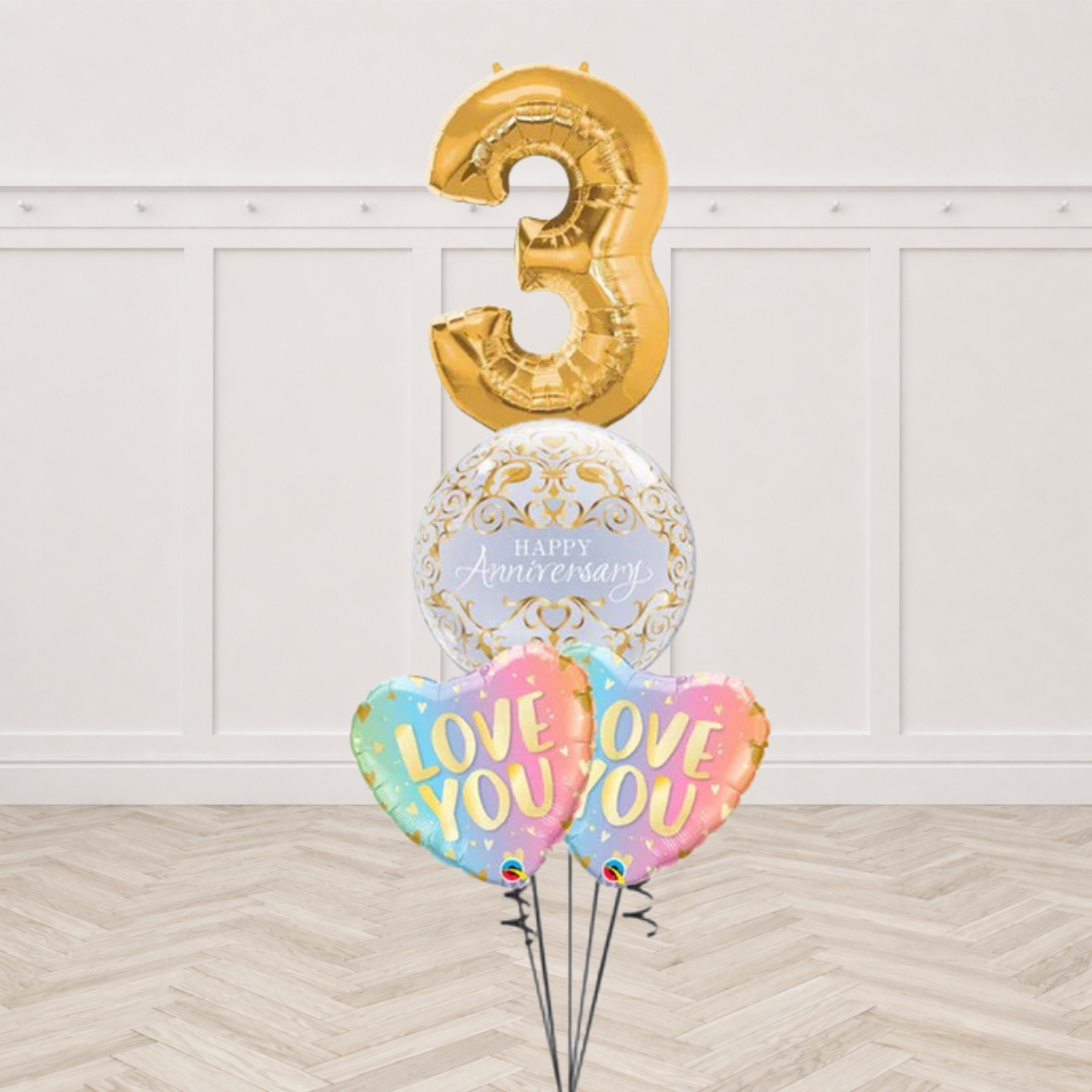 Any Single Number Anniversary and Love Balloon Bouquet