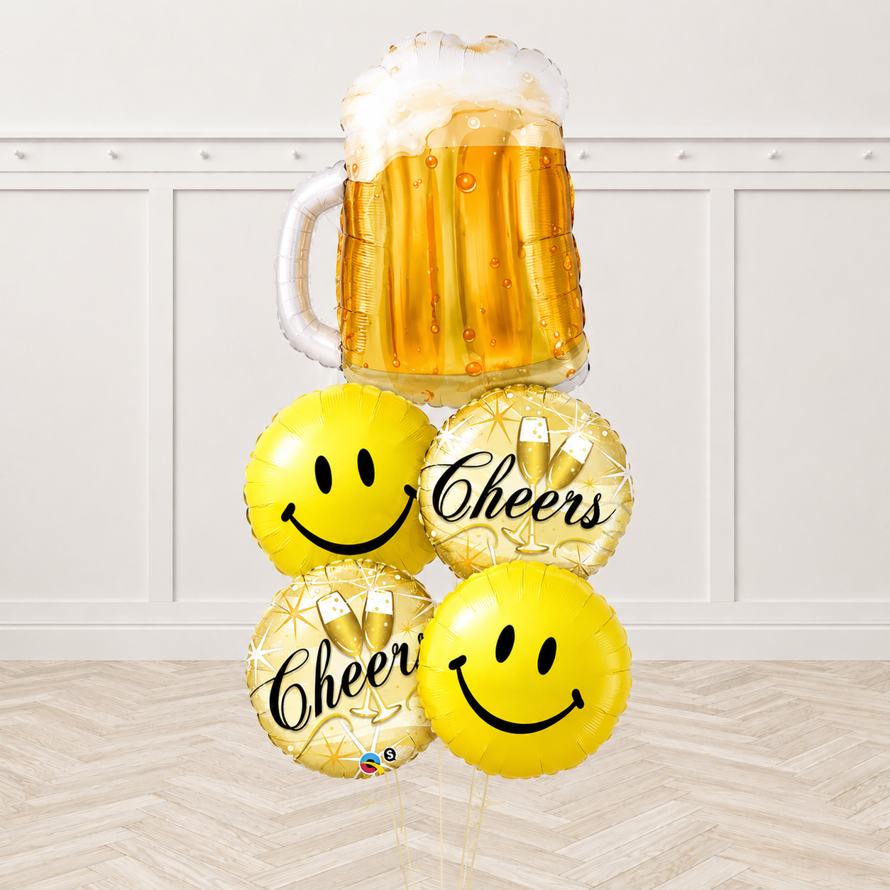 Cheers! Beer Mug with Smiley Balloon Bouquet
