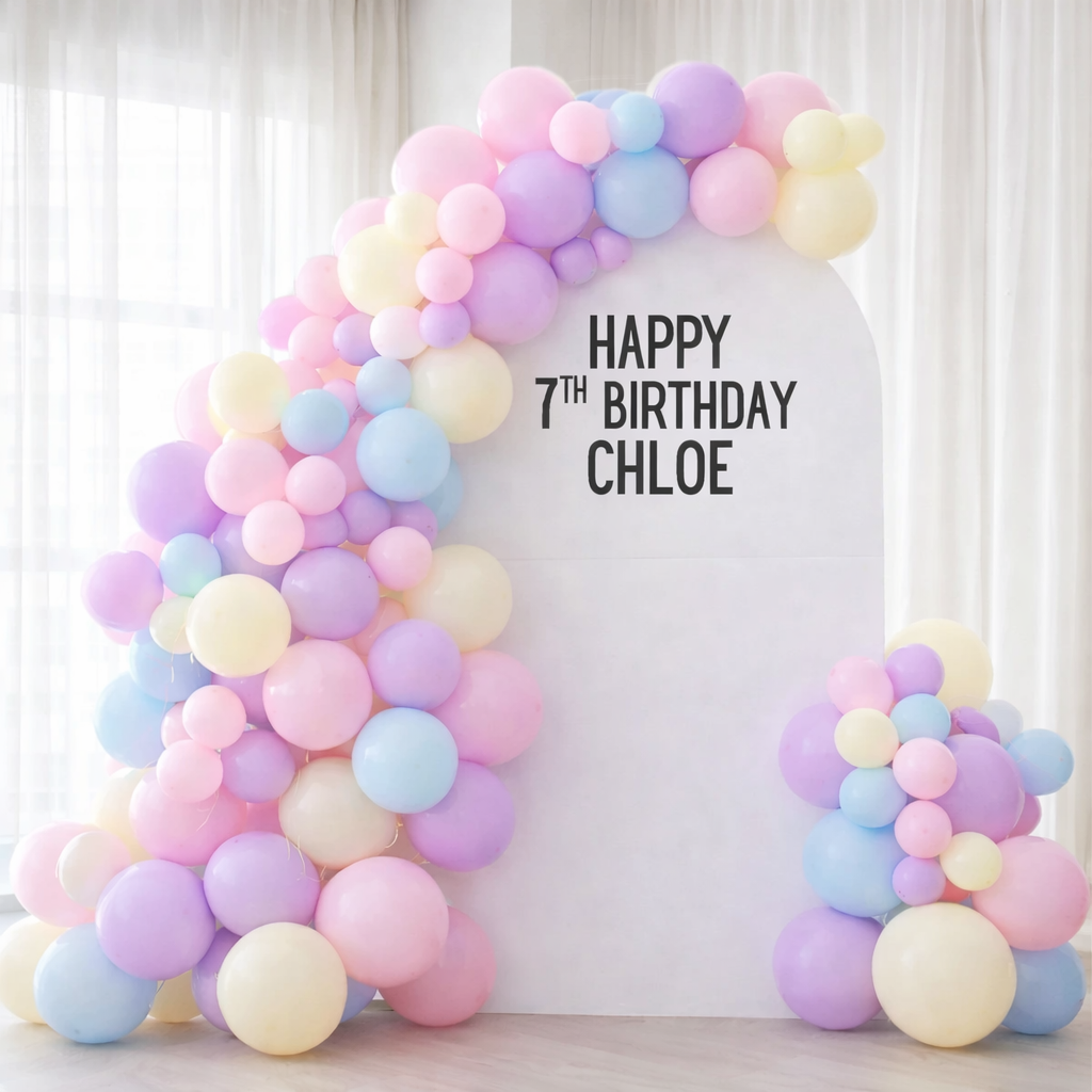 Premium Personalized Stand with Pastel Balloons
