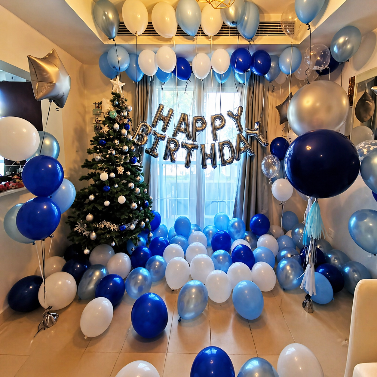 Blue-themed Birthday Decor
