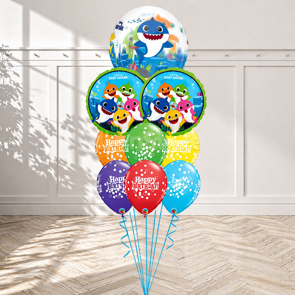 Baby Shark Orbz Birthday Confetti Dots Balloon Bouquet