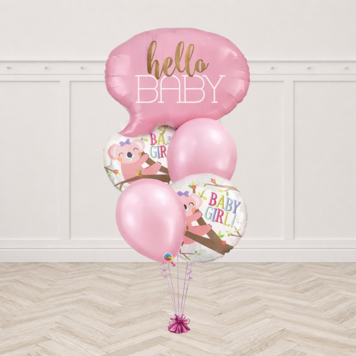 Hello Baby Girl Balloon Bouquet with Weight