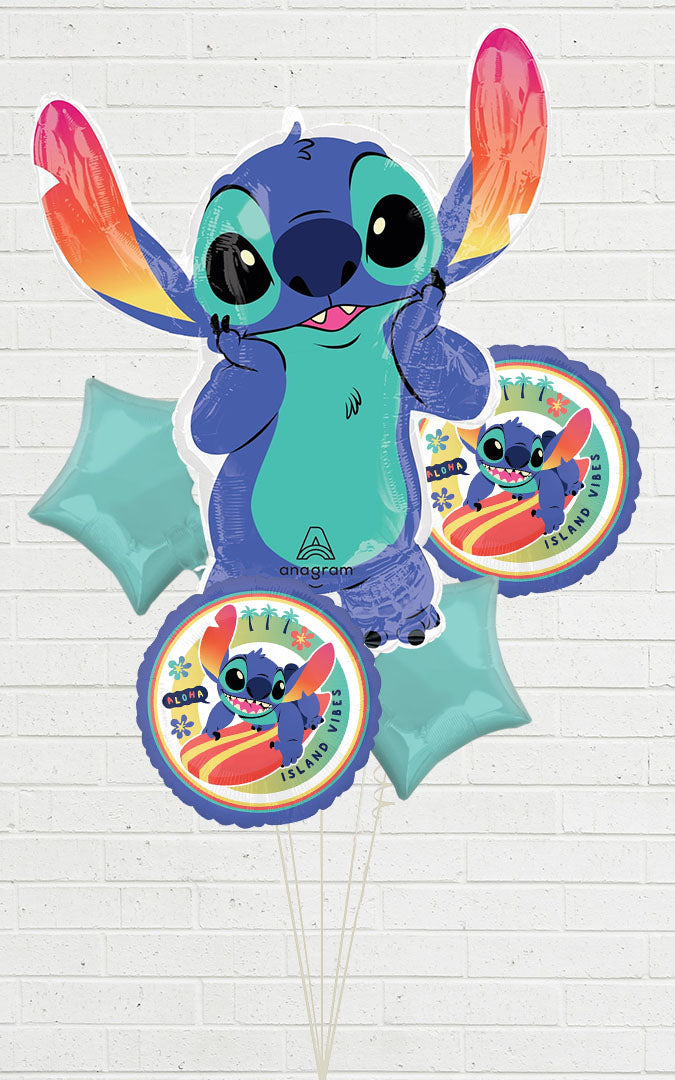 Disney Stitch Foil Balloon Bouquet 5pcs With Weight