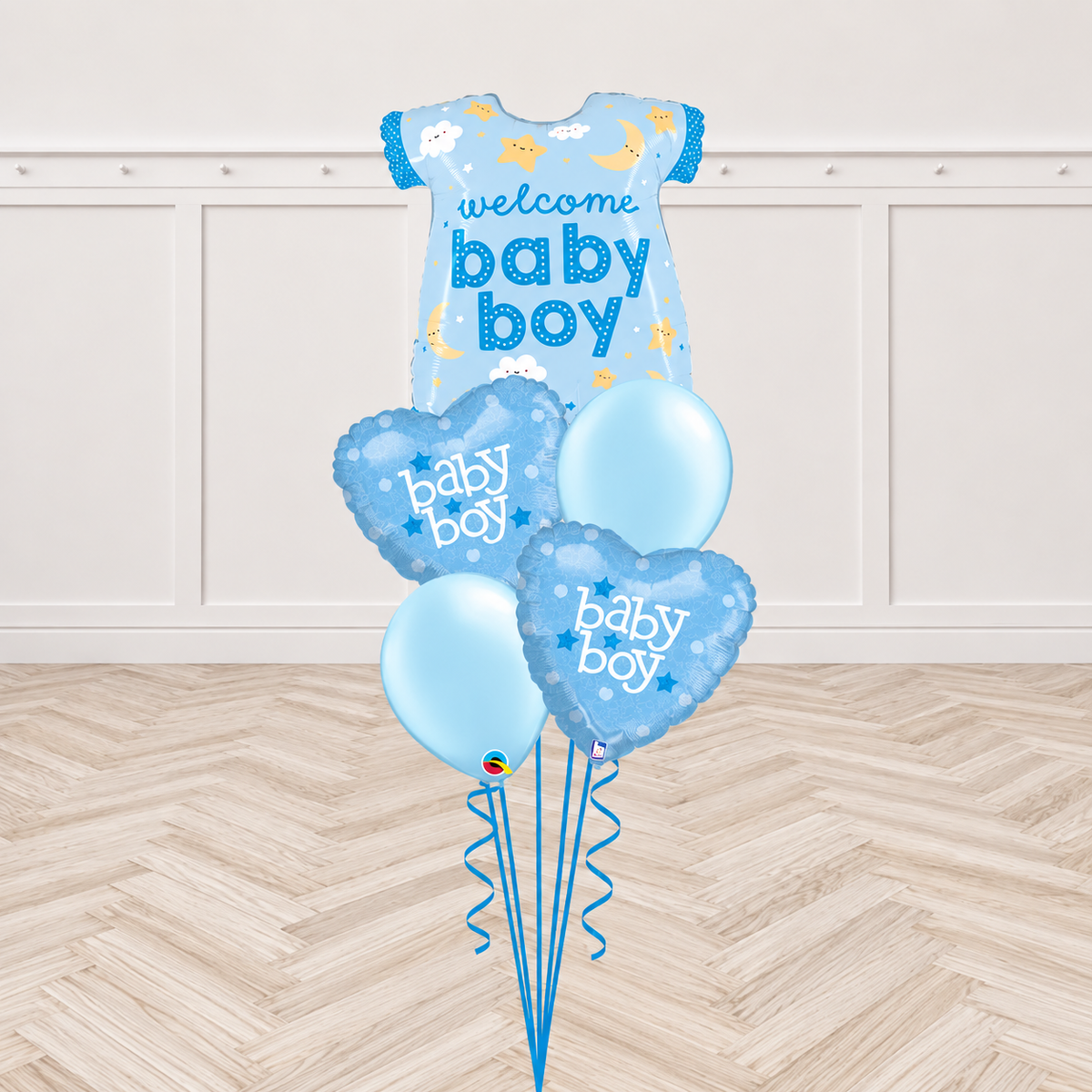 Welcome Baby Boy Heart Balloon Bouquet