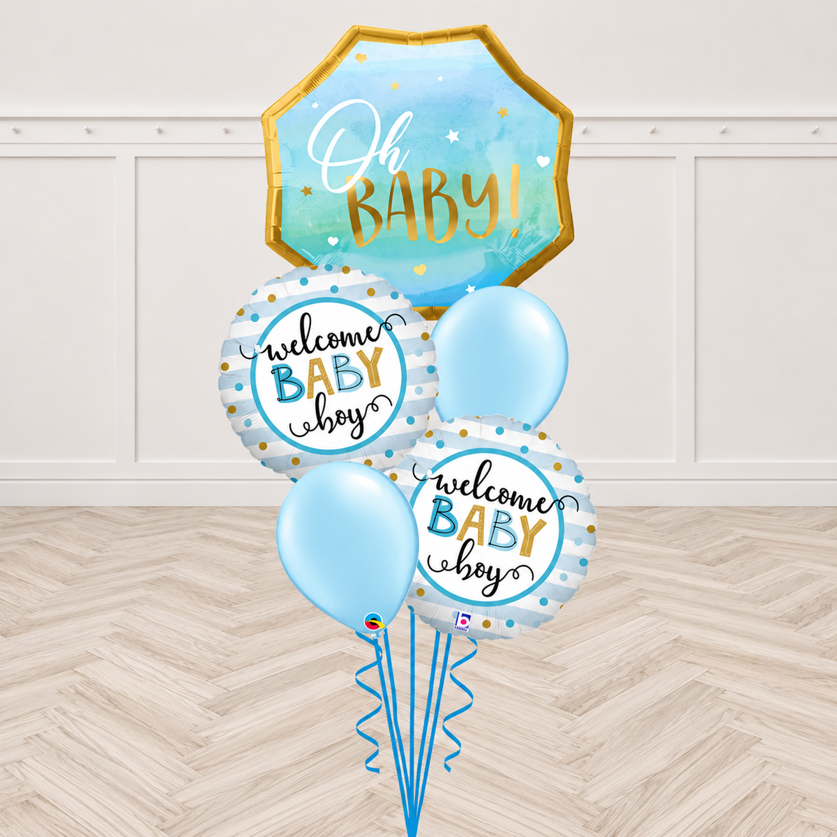 Oh Baby Welcome Baby Boy Balloon Trio