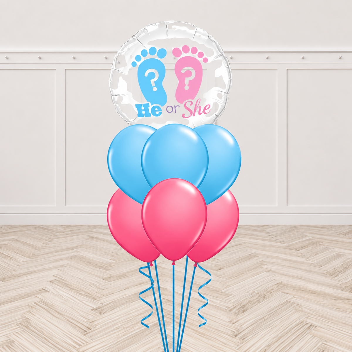 He or She Gender Reveal Balloon Bouquet