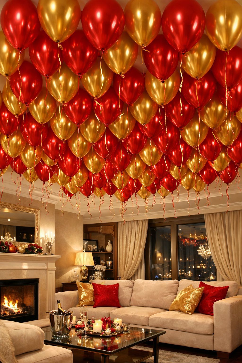 Crystal Red & gold chrome balloon Valentine -CEILING BALLOON 100pcs