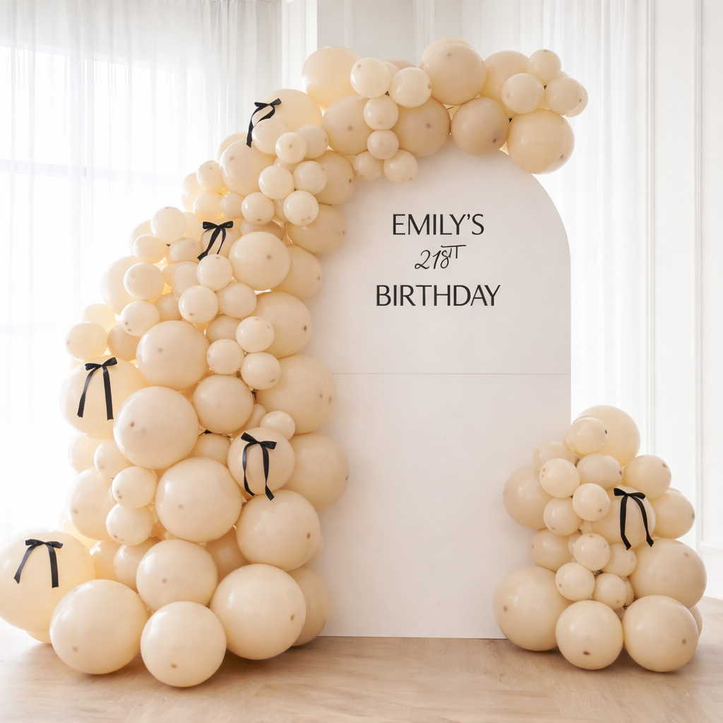 Premium Personalized Stand with Creamy Balloons