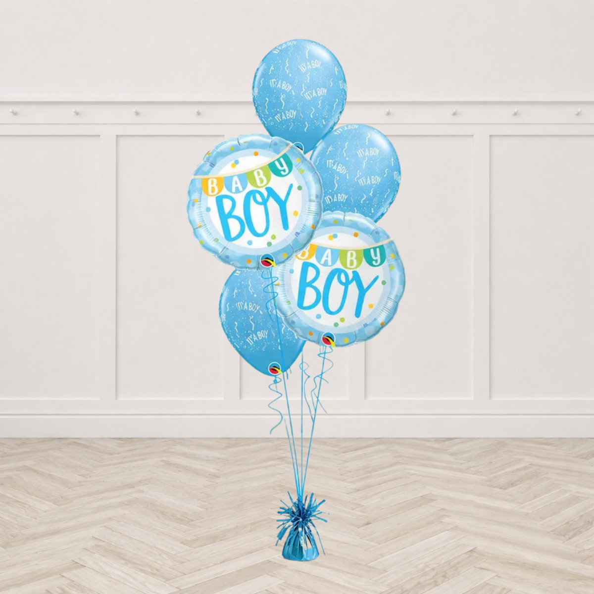 Boy Pennant - Round Balloons Bouquet