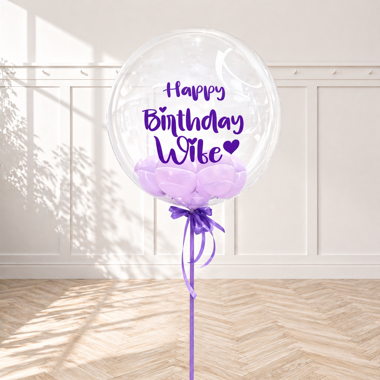 Personalized Bubble Balloons with Balloon Stuff inside - lilac PRE-ORDER 1DAY In Advance
