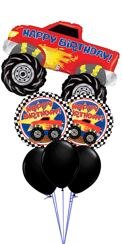 Birthday Monster Truck Balloon Bouquet With Weight