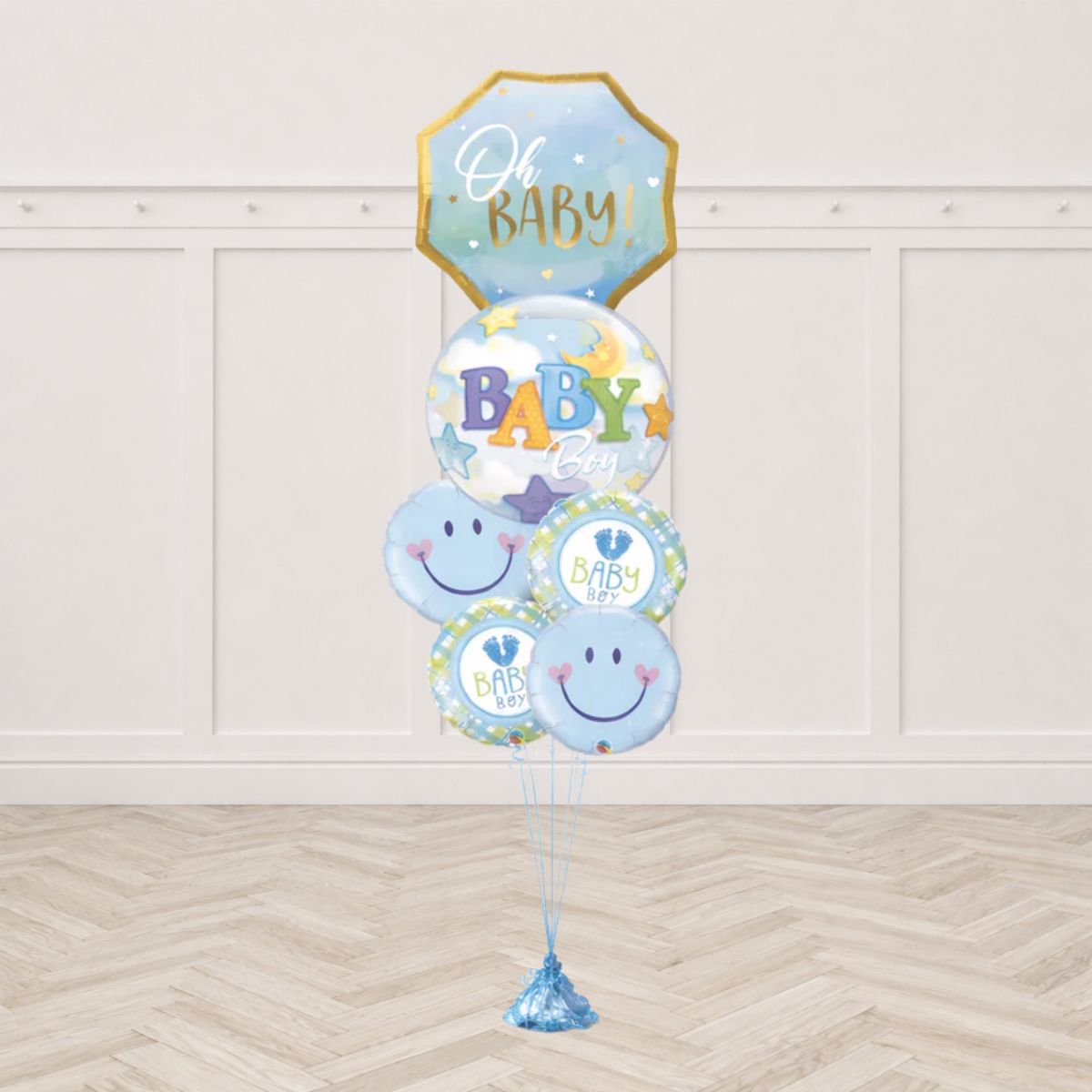 Blue Baby Boy Bubble Balloon Bouquet