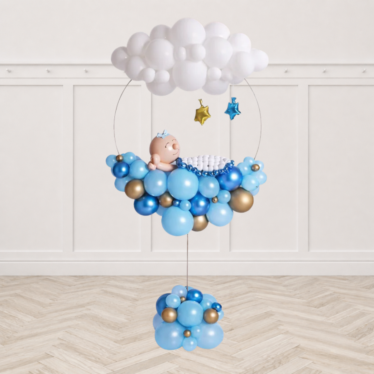 Starry Cloud Sleepin' Baby Boy Balloon Stand - Pre-Order 1 Day In Advance