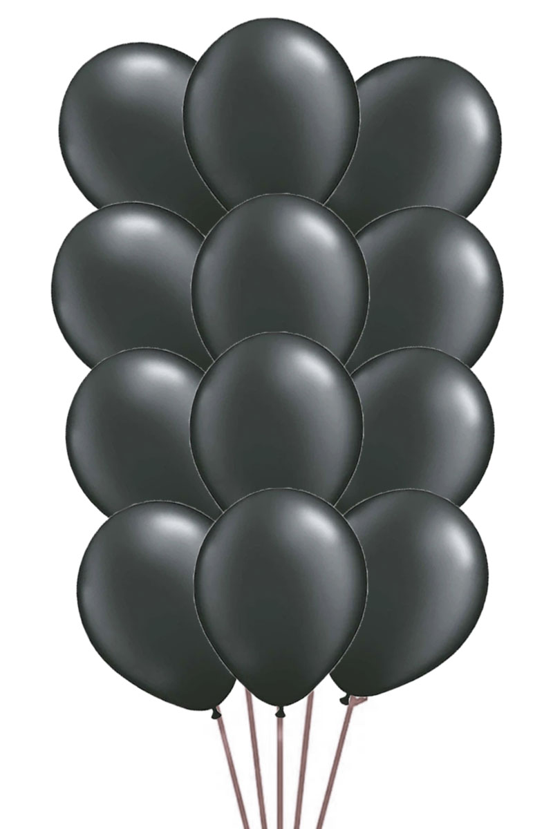 Bouquet of 12 onyx black latex balloons