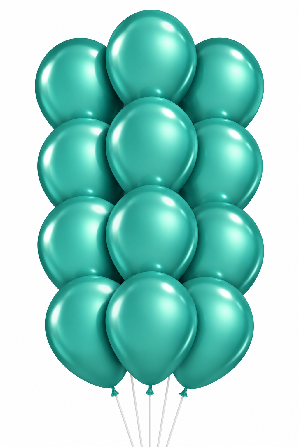Bouquet of 12 green chrome latex balloons