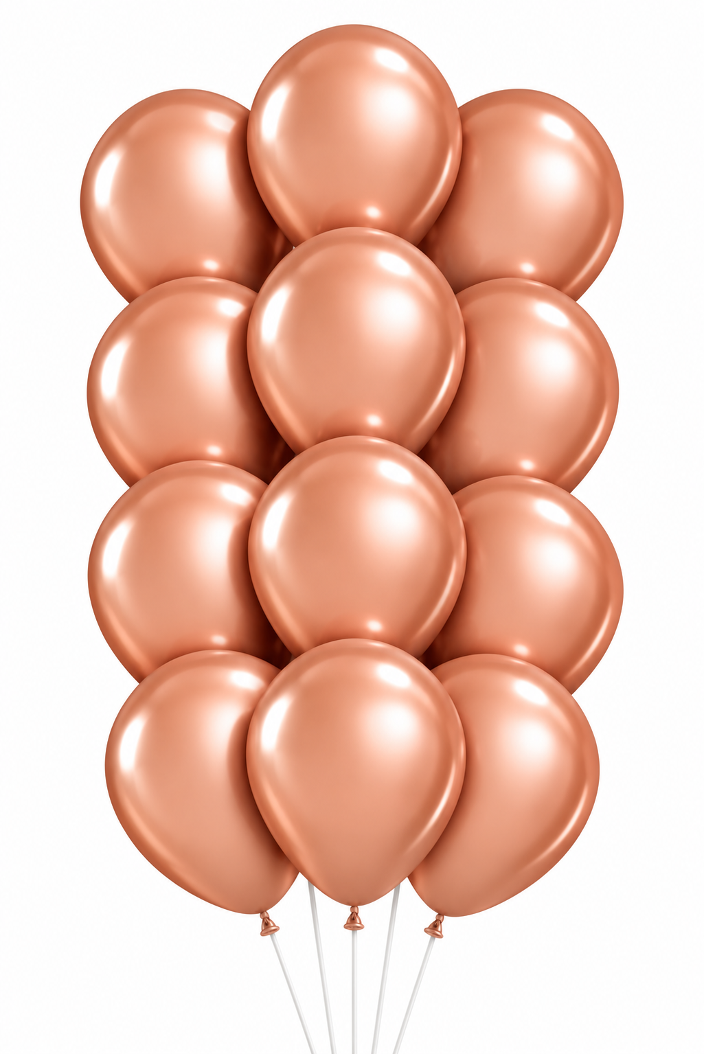 Bouquet of 12 rose gold chrome latex balloons