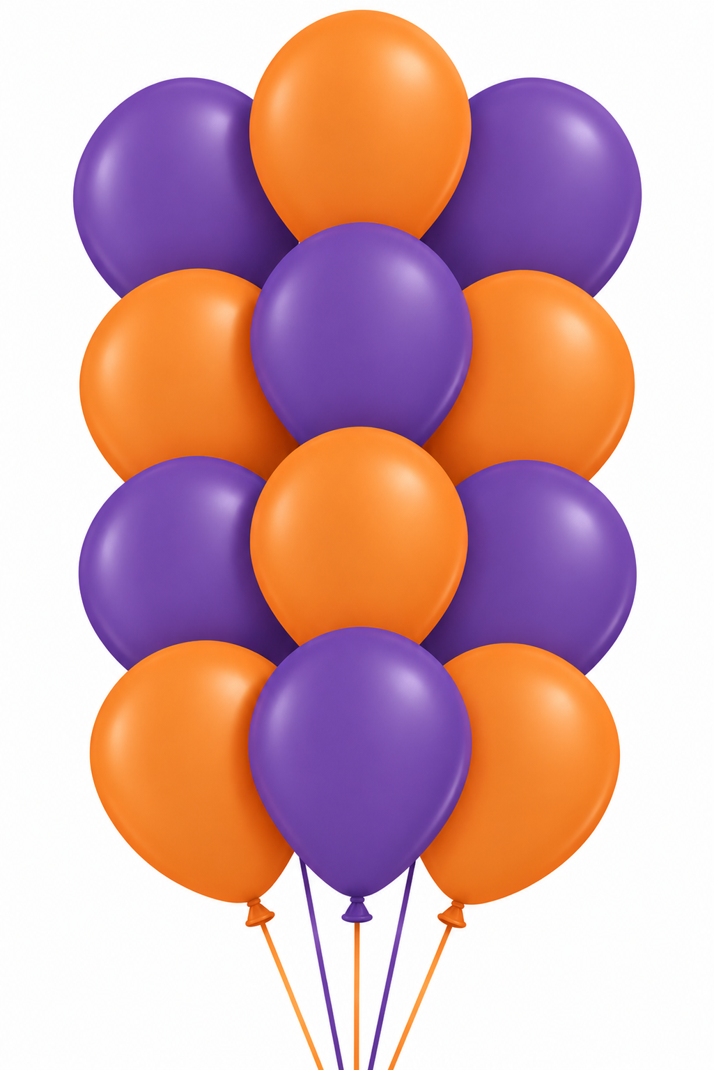 Bouquet of 12 orange and purple latex balloons