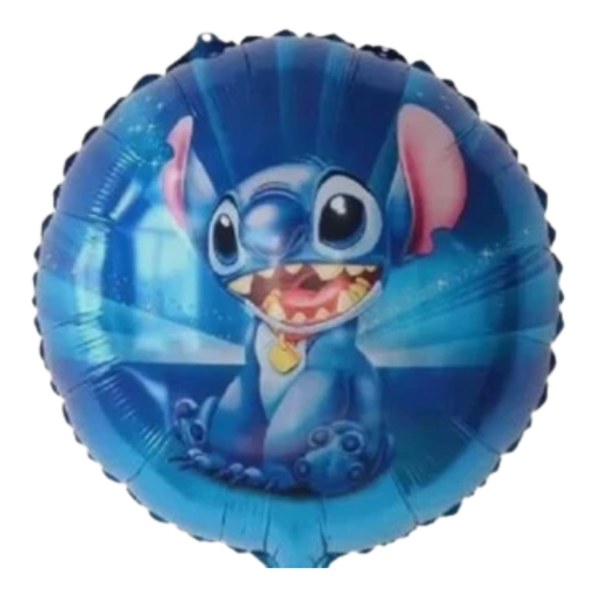 Round blue foil balloon with the Stitch character