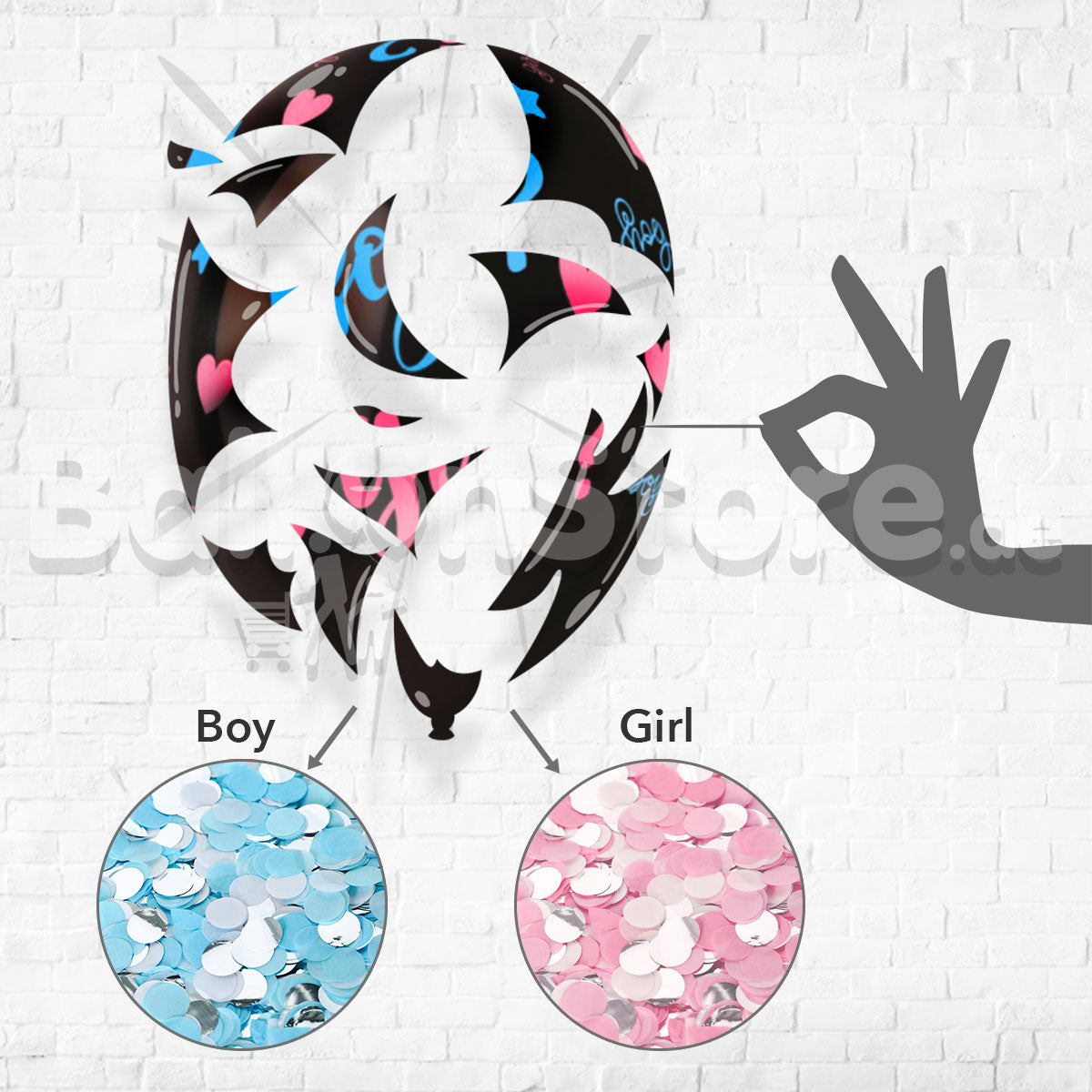 13inches Boy or Girl Gender Reveal Latex Balloon with Confetti Inside