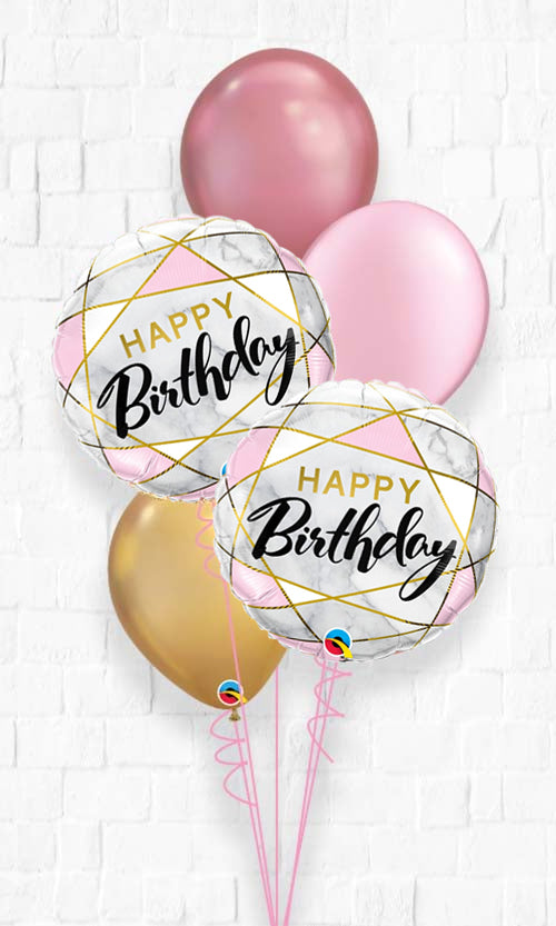 Birthday Marble Rectangles Balloons Bouquet with weight