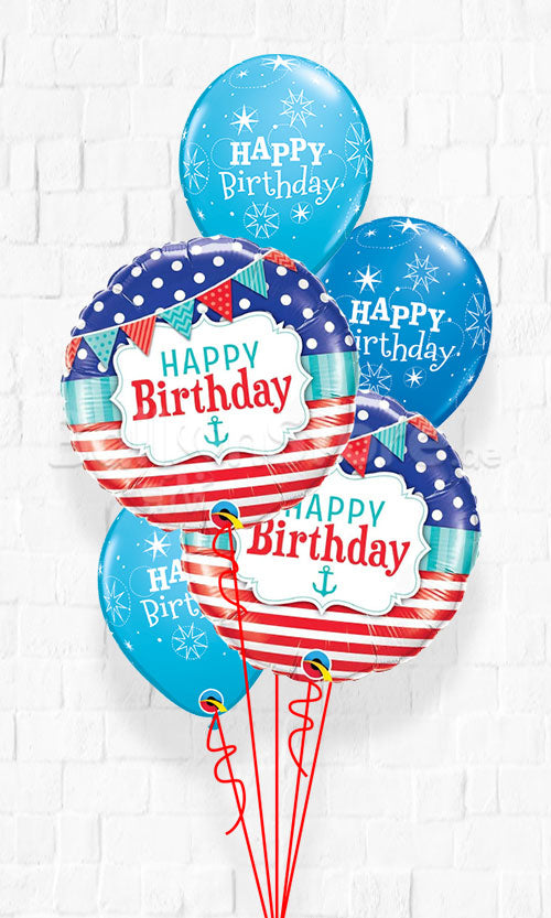 Nautical Sparkle Birthday Balloon Bouquet With Weight