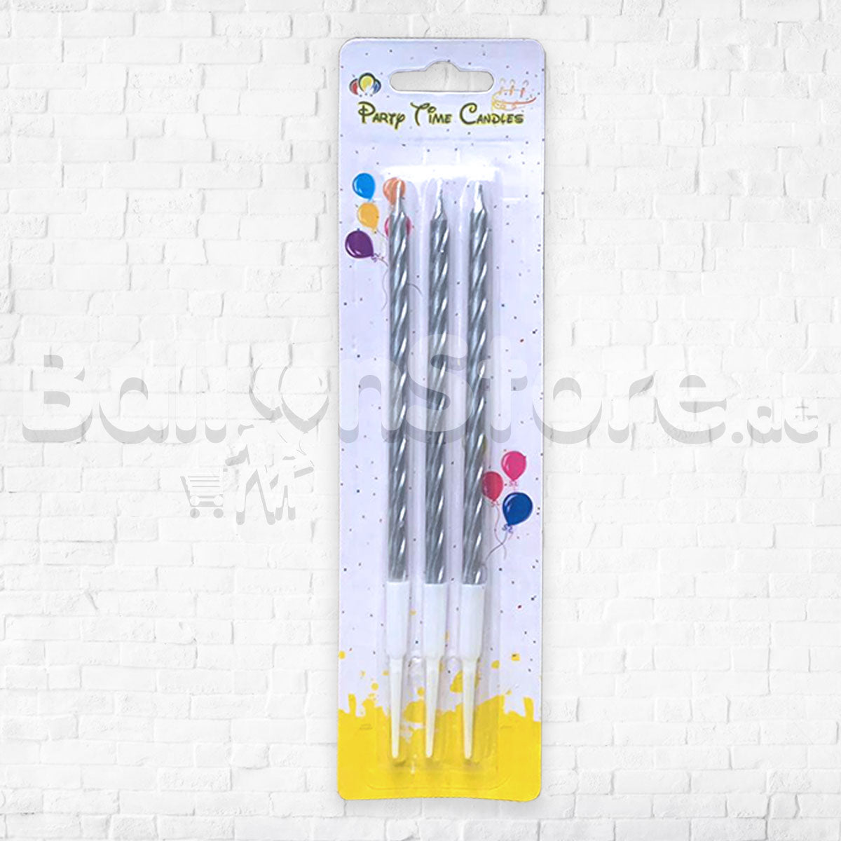 Silver Single Party Candles - 3pc
