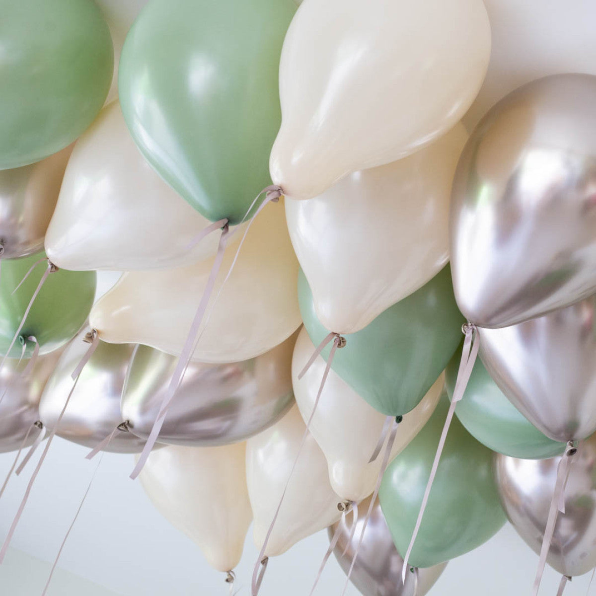 Eucalyptus Chrome Champagne Ivory Silk Color Helium Balloons - 25count