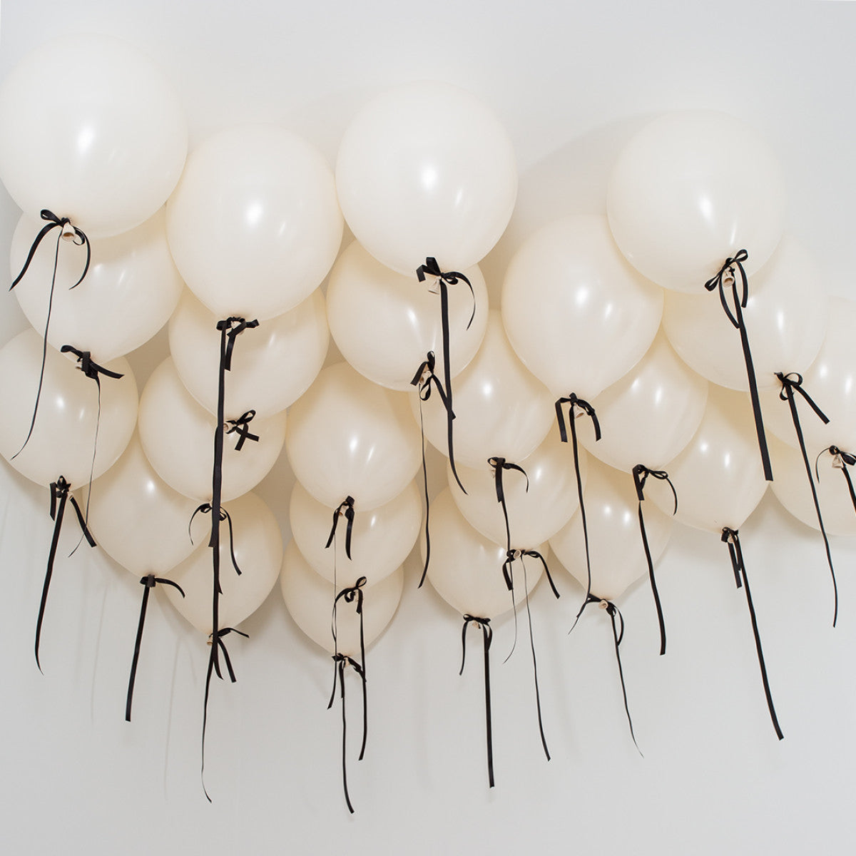 Cream Aesthetic Theme Helium Balloons - 25count - SATIN RIBBON