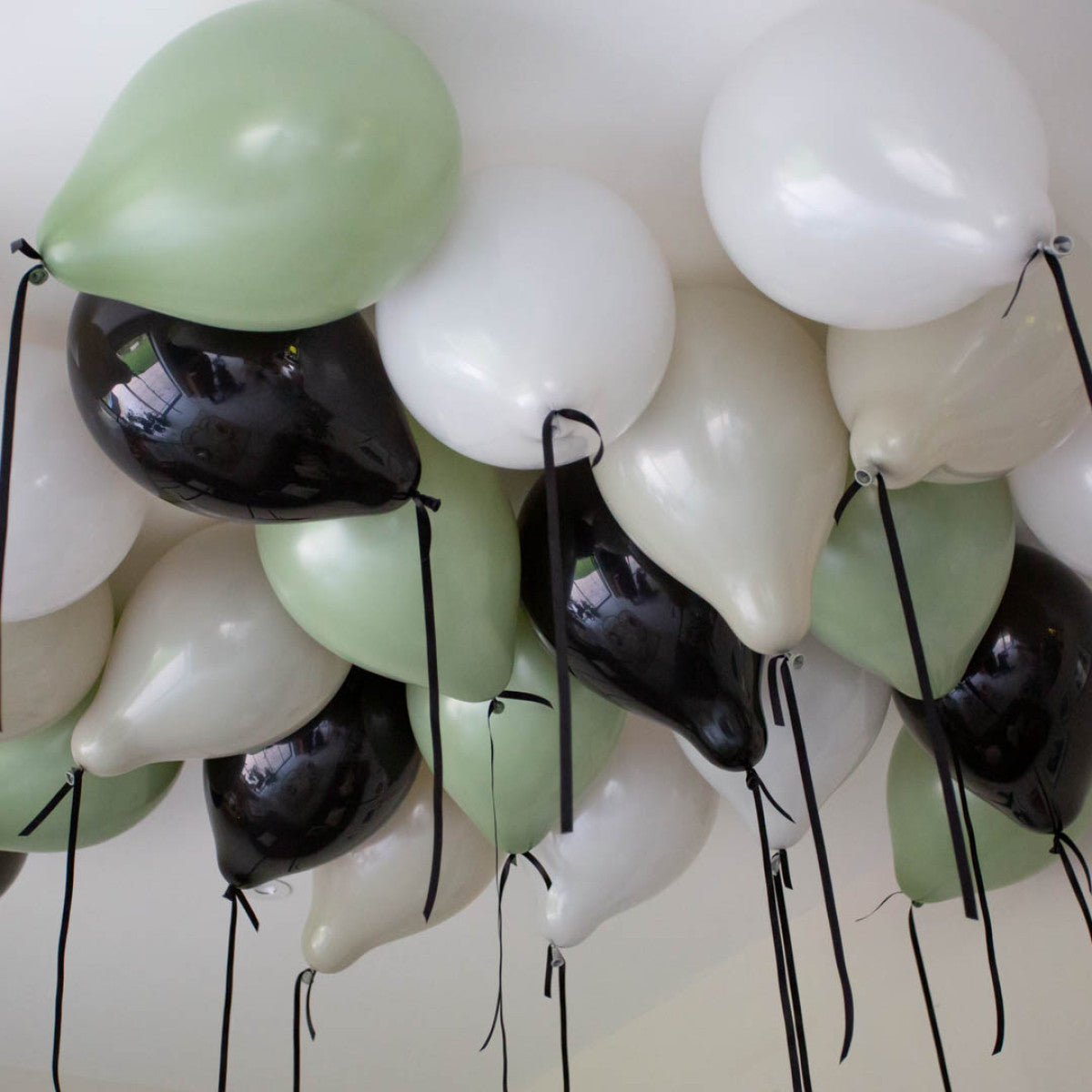 Party League Theme Helium Balloons - 25count -Black satin ribbon