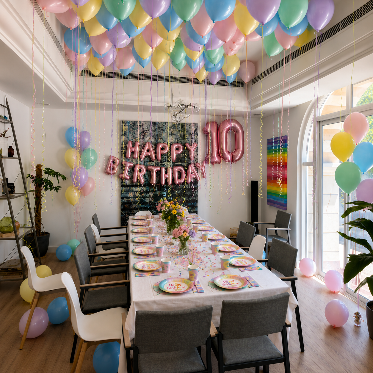 Pastel Balloon Birthday Decoration