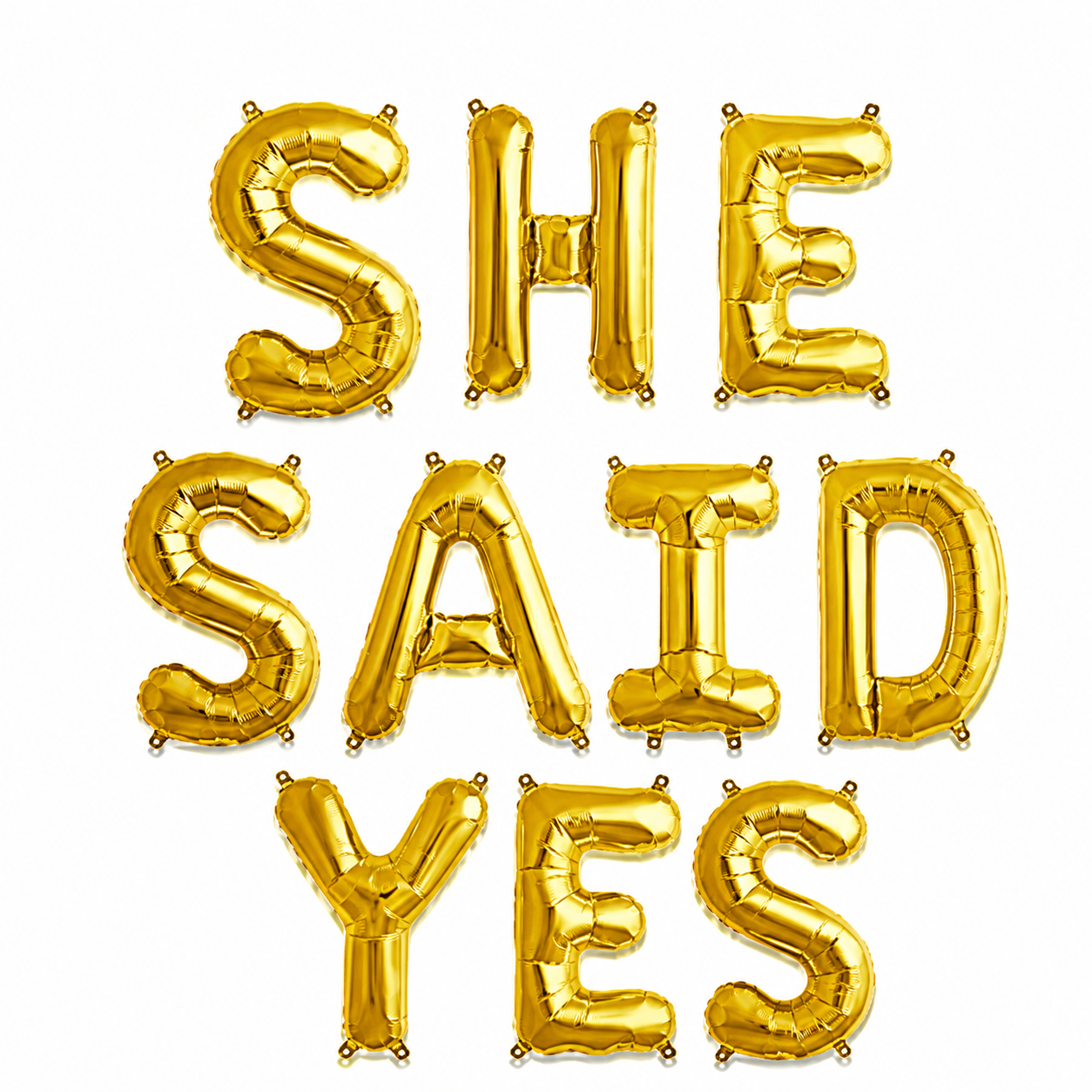 16" She Said Yes Gold Alphabet Foil Balloons Banner - Air-Filled - NON FLYING / NO HELIUM