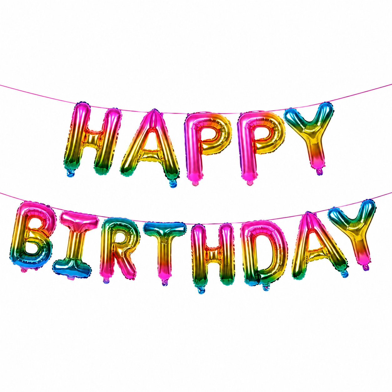 Assorted Color Happy Birthday Foil Balloons Banner - Air-Filled - NON FLYING / NO HELIUM