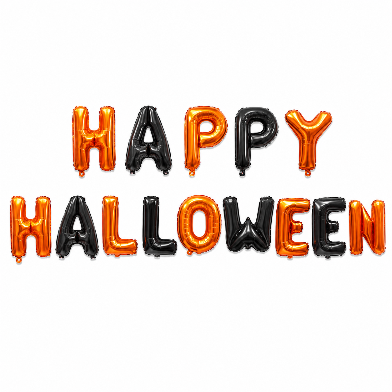 16" Happy Halloween (Orange Black) Alphabet Foil Balloons Banner - AIR-FILLED / NON FLYING