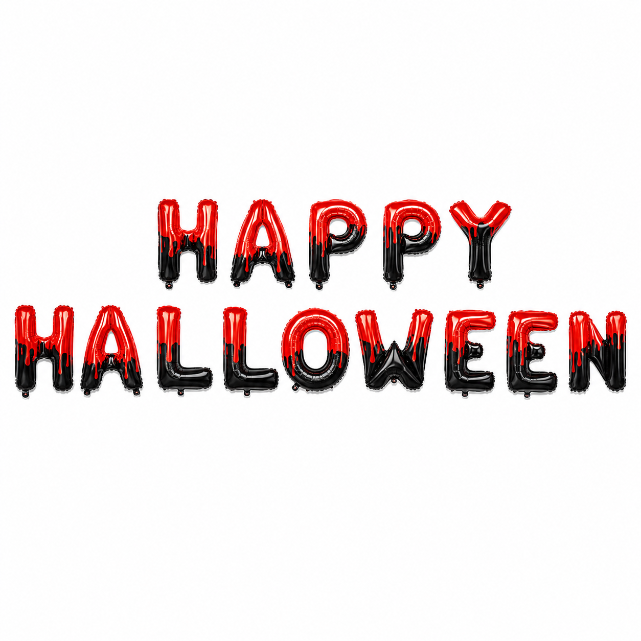 16" Happy Halloween (Red Black) Alphabet Foil Balloons Banner - AIR-FILLED /NON-FLYING