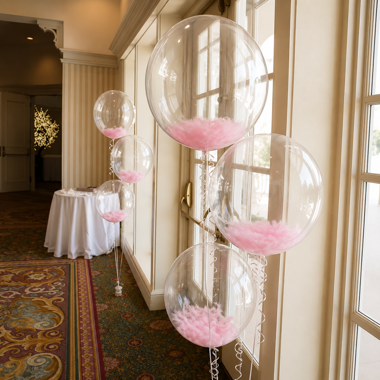 Bobo Balloon with Pink Feather