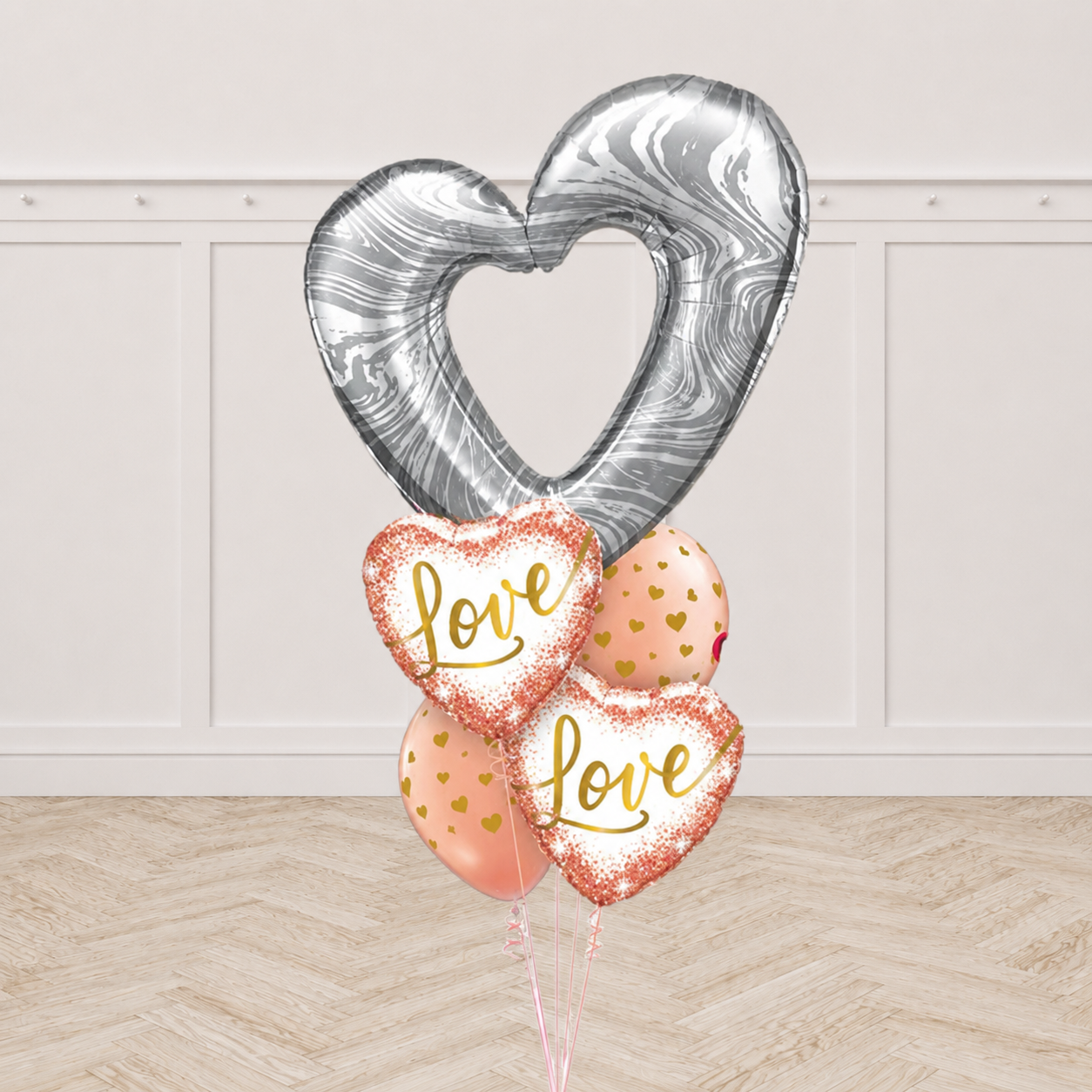 Rose Gold Glitter Ombre Dots Birthday Balloon Bouquet