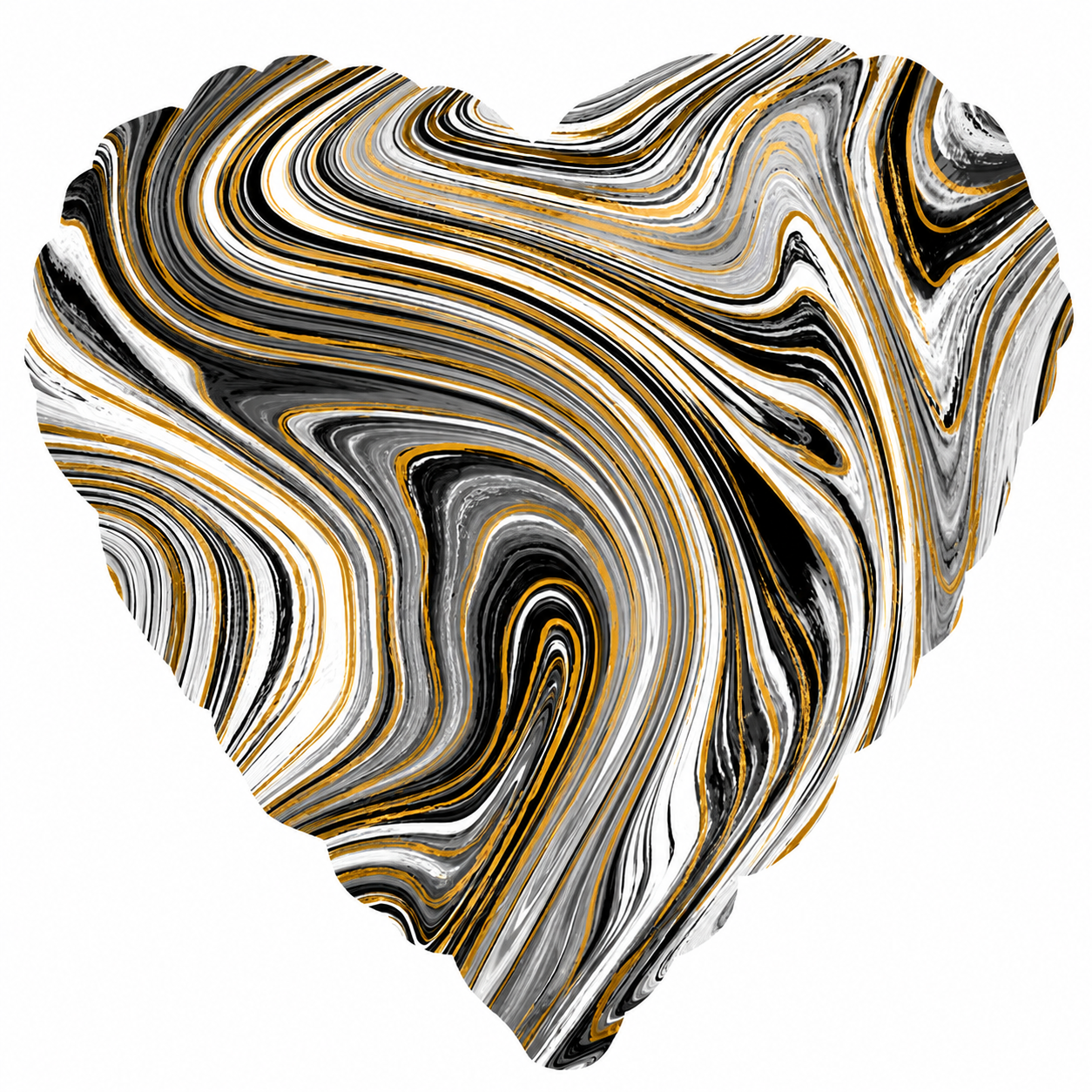 Black Marblez Heart Foil Balloons