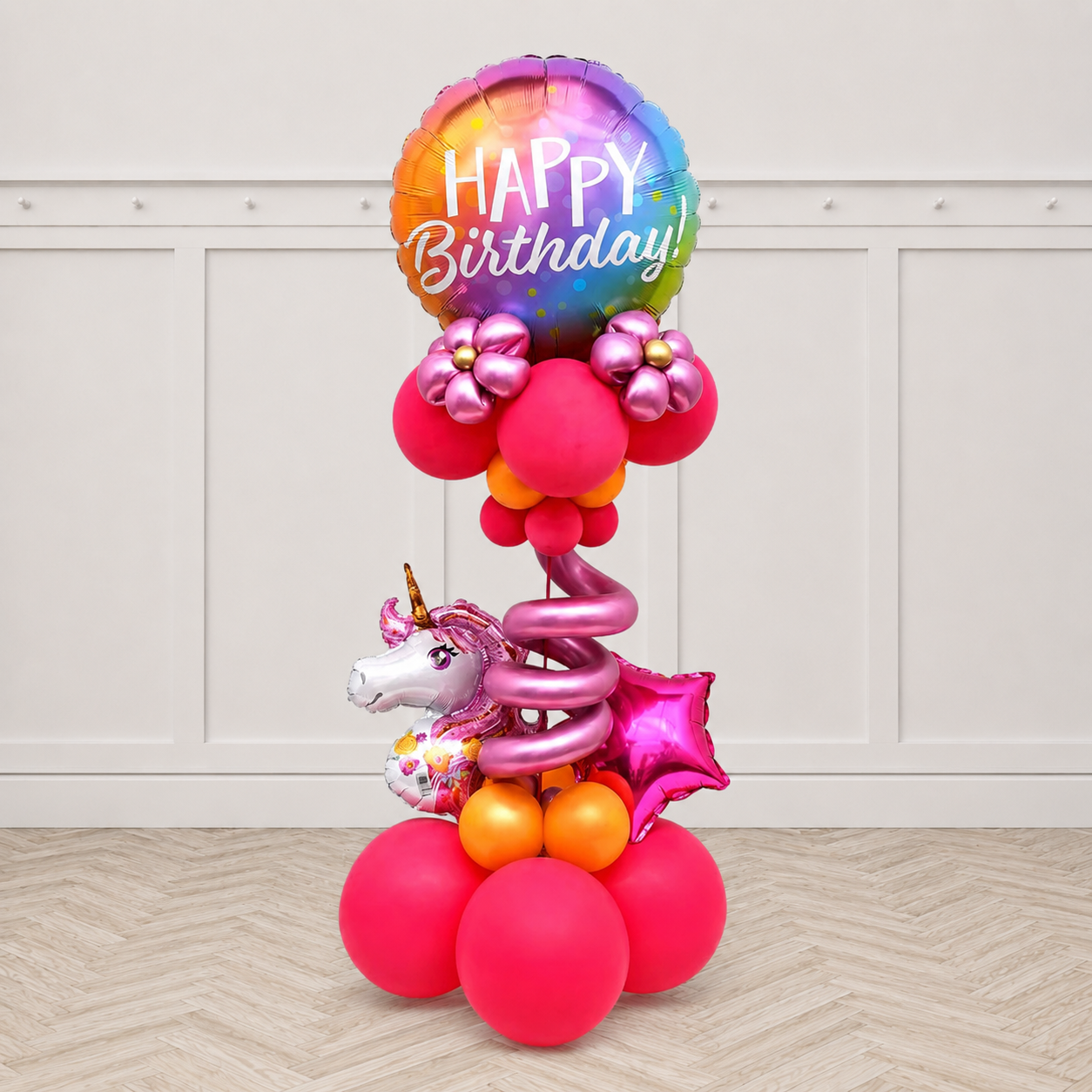 Chrome with Mini Unicorn Birthday Arrangement