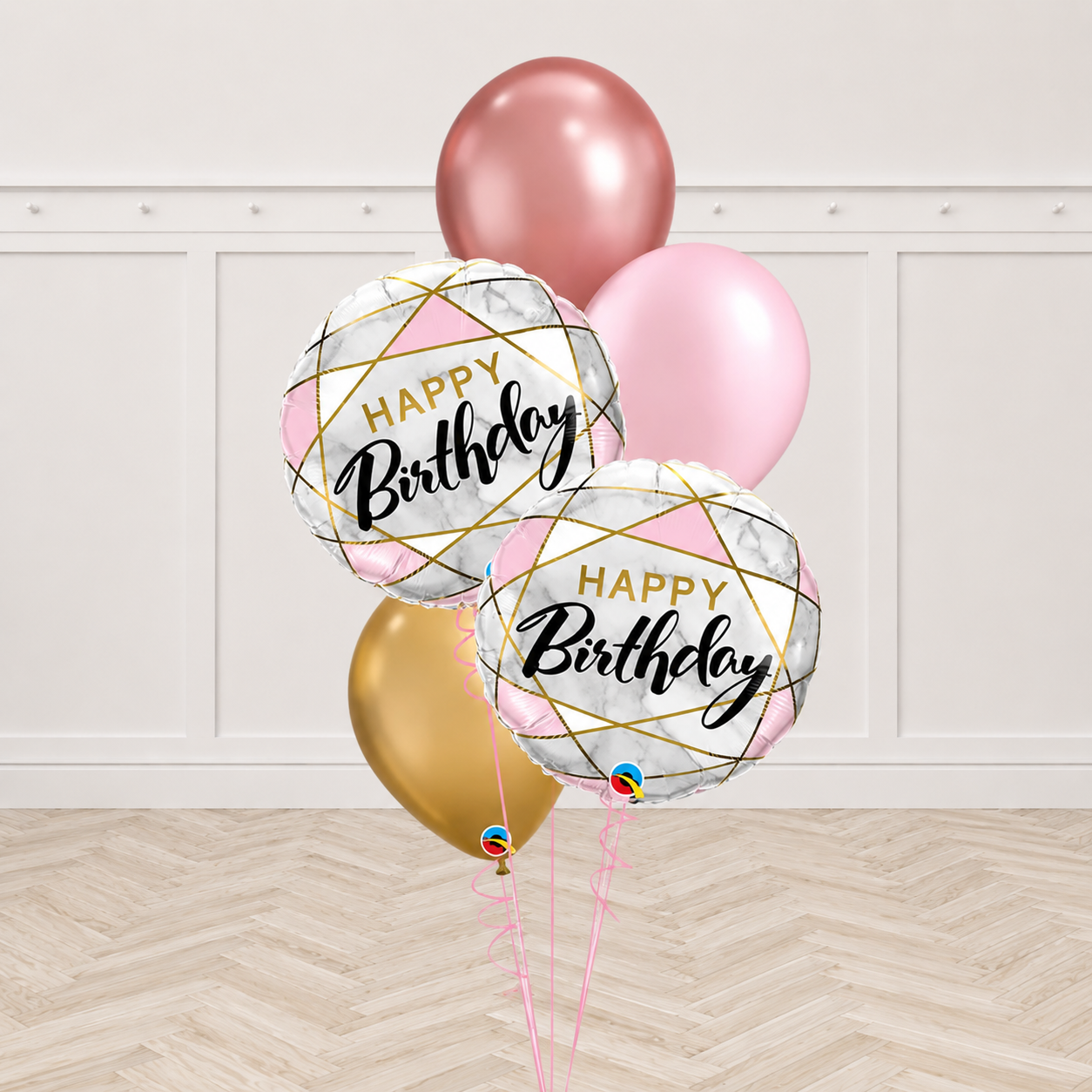 Birthday Marble Rectangles Balloons Bouquet with weight