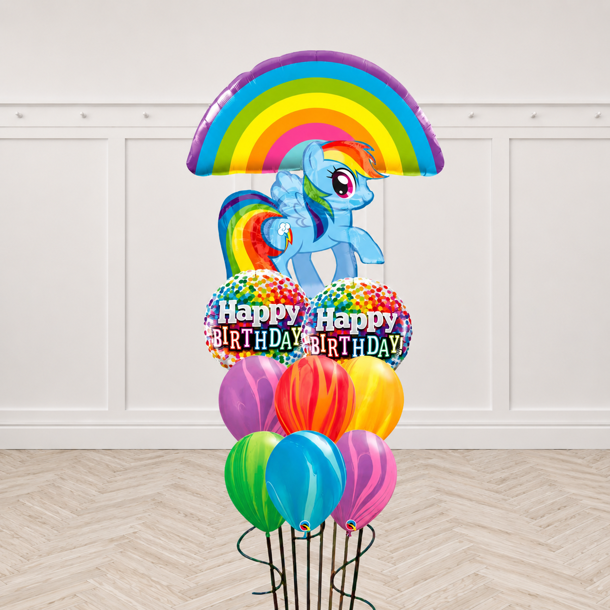 My Lil' Pony Rainbow Dash Confetti Birthday Agate Balloon Bouquet
