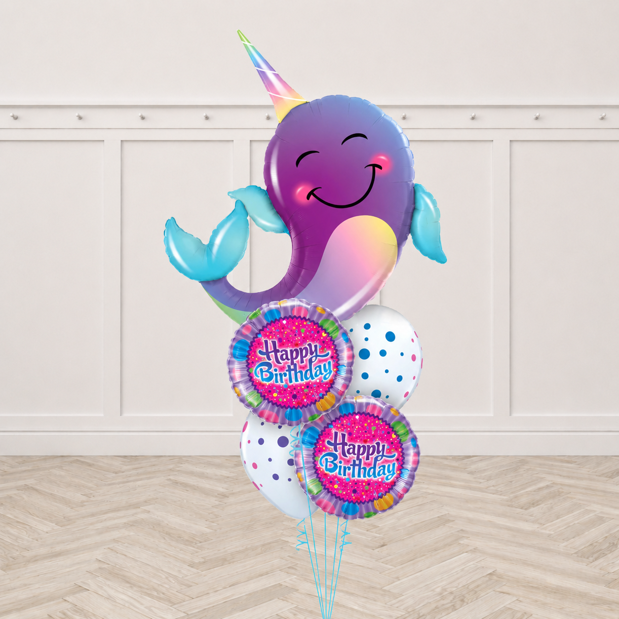 Magical Narwhal Birthday Balloon Bouquet
